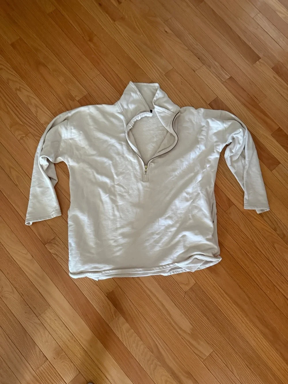 J. Crew University terry long half-zip tunic Cream Quarter-Zip Pullover
